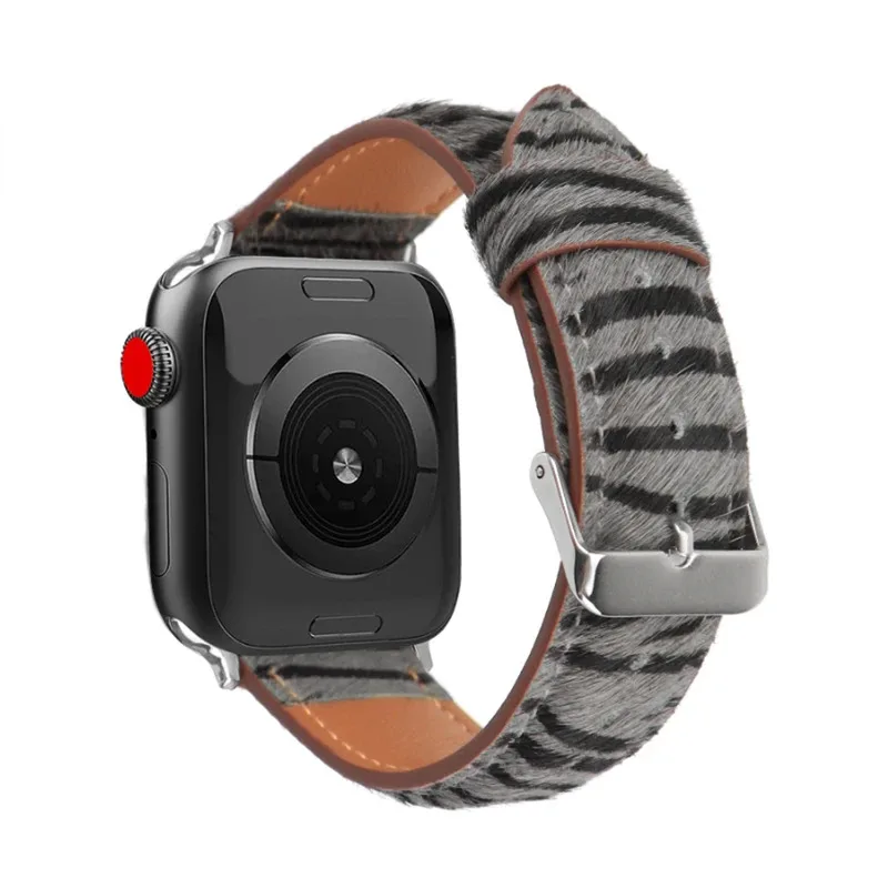 

Leather Strap For Apple Watch Band 44mm 40mm 45mm 41mm 42mm 38mm Zebra Bracelet Belt for iWatch Series Ultra 8 7 SE 6 5 4 3
