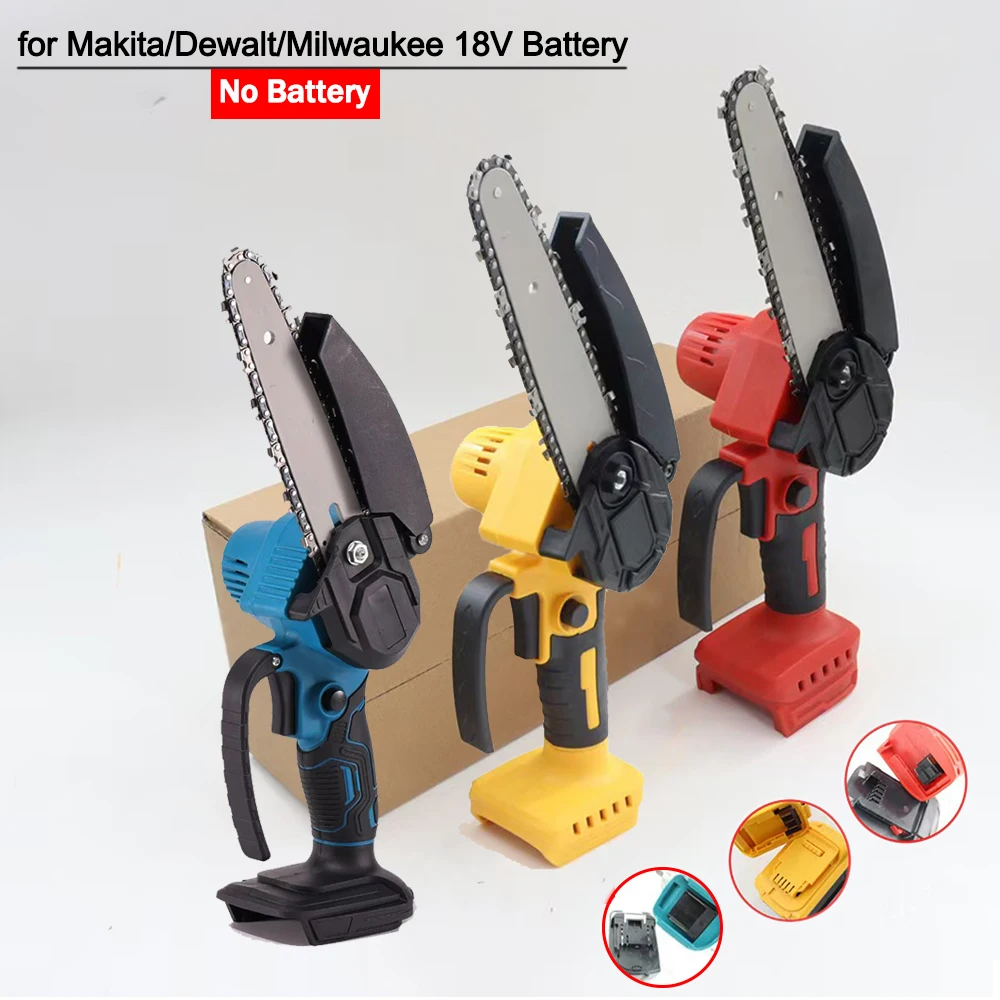 4/6In Mini Chainsaw Cordless Woodworking Handheld Garden Electric Saw Cutting Power Tool Fit Makita/Dewalt/Milwaukee 18V Battery