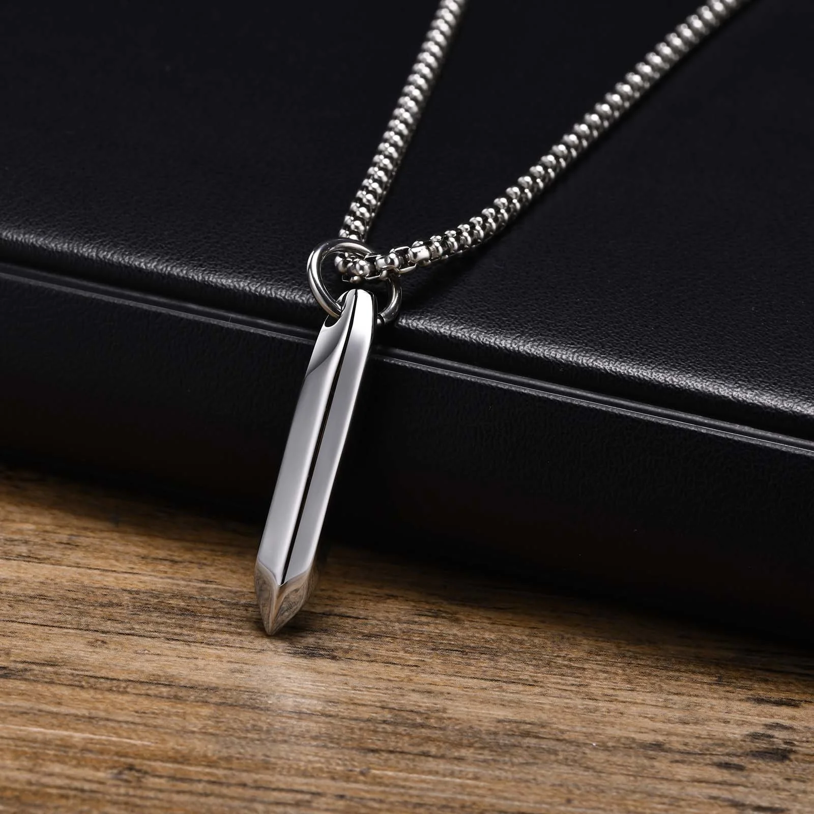 Nail Style Pendant Necklace for Men Stainless Steel Geometric Hexagonal Irregular Hip Hop Punk Chain Collar Party Gift for Male