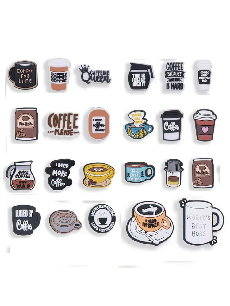 Lot de 2 tasses à café en PVC, lot de décorations de chaussures, boucles, accessoires pour sabots, bracelet, boîte à crayons, paille, cadeau pour femme et homme