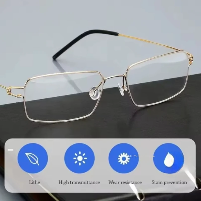 رجال الأعمال نظارات للقراءة سبائك التيتانيوم الإطار الذكور مد البصر طول النظر الشيخوخي وصفة طبية مكافحة نظارات الضوء الأزرق + + 4