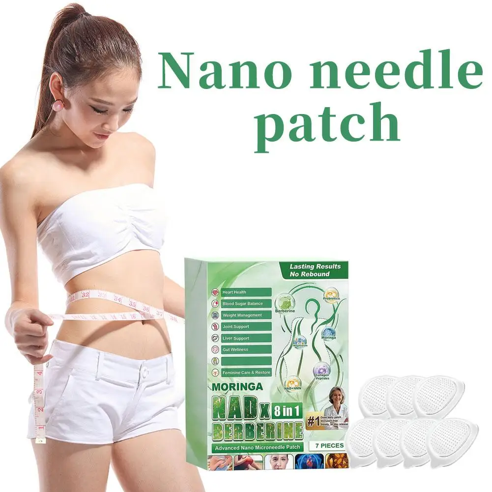 Parche de Microagujas Nano Avanzadas de 7 Piezas con Berberina 8 en 1, Activador de Cuidado de la Piel, Adhesivo Externo Transpirable y Confortable de ≤0.3mm para Uso Diario