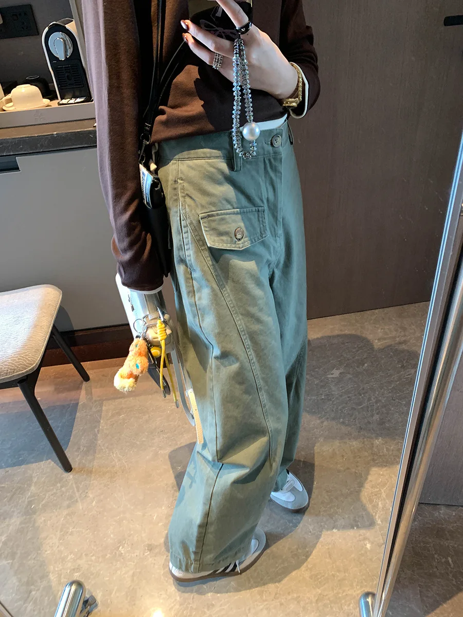 

Новые американские ретро-брюки свободного кроя с объемным 3D-силуэтом и широкими штанинами, в стиле рабочей одежды, для ранней весны.