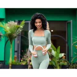 Square Neck Tight Fitting High Elastic Sports Long Sleeved Women's Professional Running Fitness Pilates Training Top