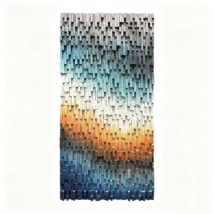 %S_ Handmade Gradient Pine Wood Wall Art 3D Abstract Textured Wooden Wall Hanging Decor for Living Room Entrance Home