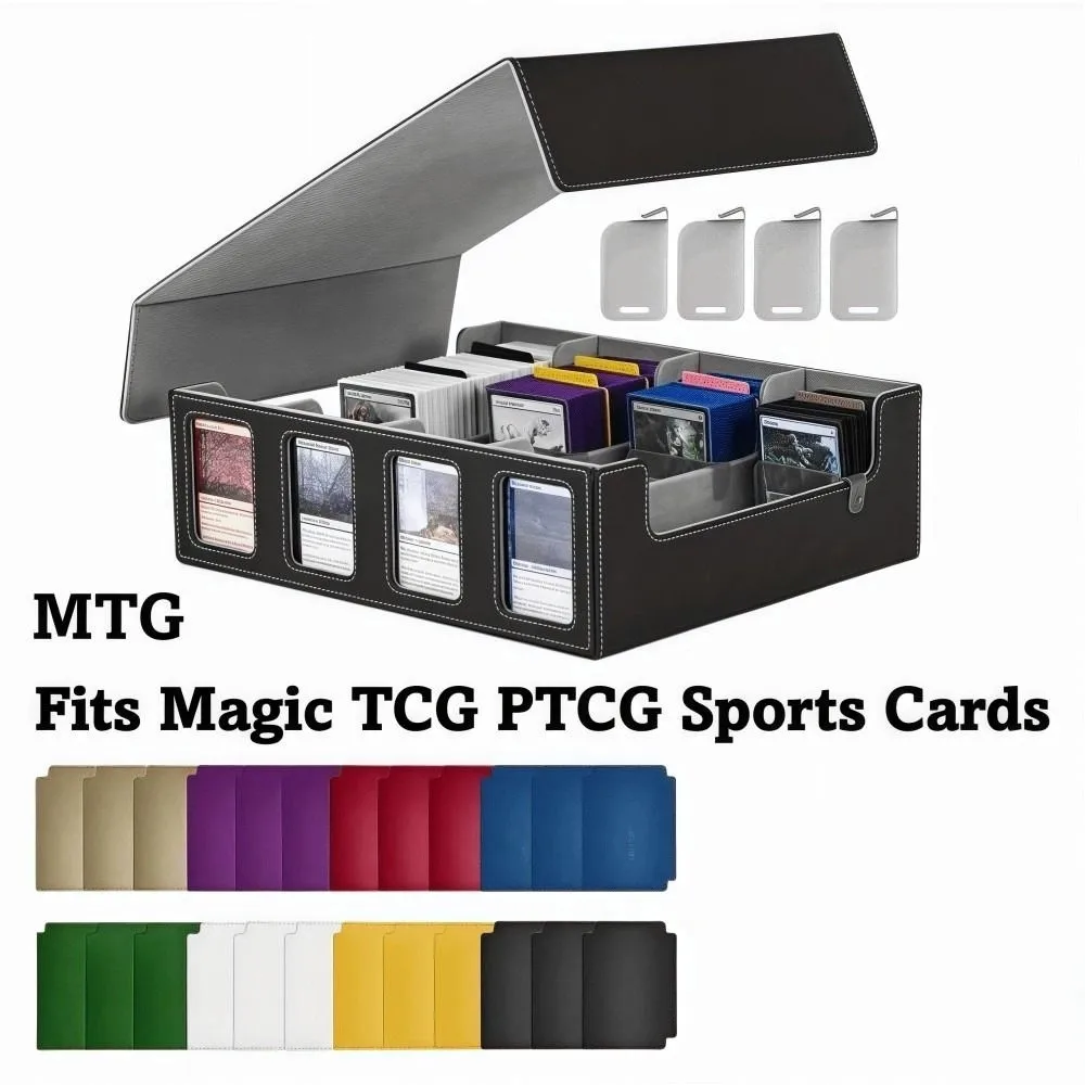 

2400+ Trading Card Storage Box 24 Dividers with Removable Cover Commander Display Box Portable 4 Stoppers Top Loader Card Case