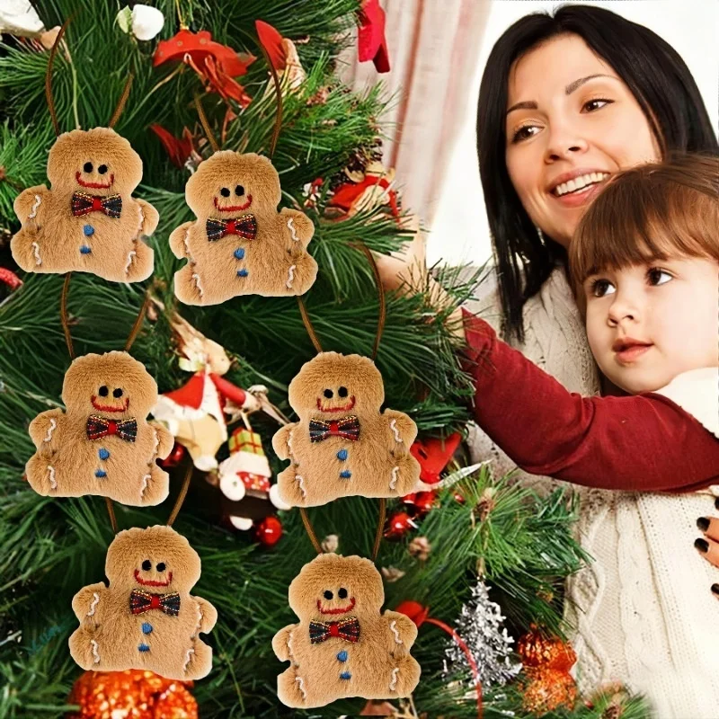 

1-5Pcs Mini Plush Gingerbread Man Keychains Bag Doll Pendant for Christmas Tree Hanging Ornaments for Xmas Party Decor Gift
