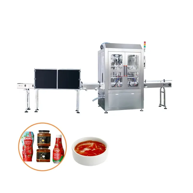 Customized Full Automatic Piston Pump Tomato Sauce Production Line Sauce Bottling Filling Machine Line for Commercial Use