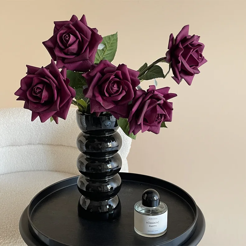 5 Stück/Set Hochwertige Herbst-Kunstrosen mit Echtem Touch für Hochzeitsdekoration, Brautstrauß, Party, Feuchtigkeitsspendende Rosenblumen – Detail 1