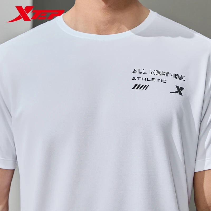 Xtep Short Sleeve Knitted Shirt For Men 2024 Summer Breathable Men\'s T-shirt Training Sweat-Absorbing Outdoor Tops 876229010030