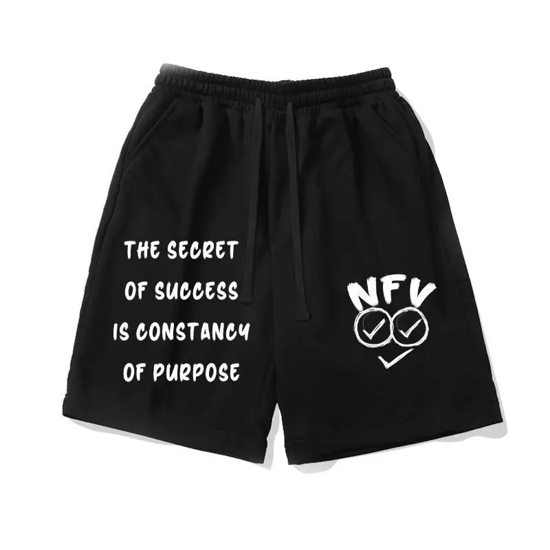 Short En Pur Coton Imprimé À Cordon De Serrage Tendance Américaine Pour Hommes Et Femmes Été Nouveau Polyvalent Et Ample