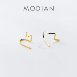 Modian Fashion 3 color Geometric Lines Stud Earring for Women 925 Sterling Silver Korea Style Fine Jewelry Simple Ear Pin