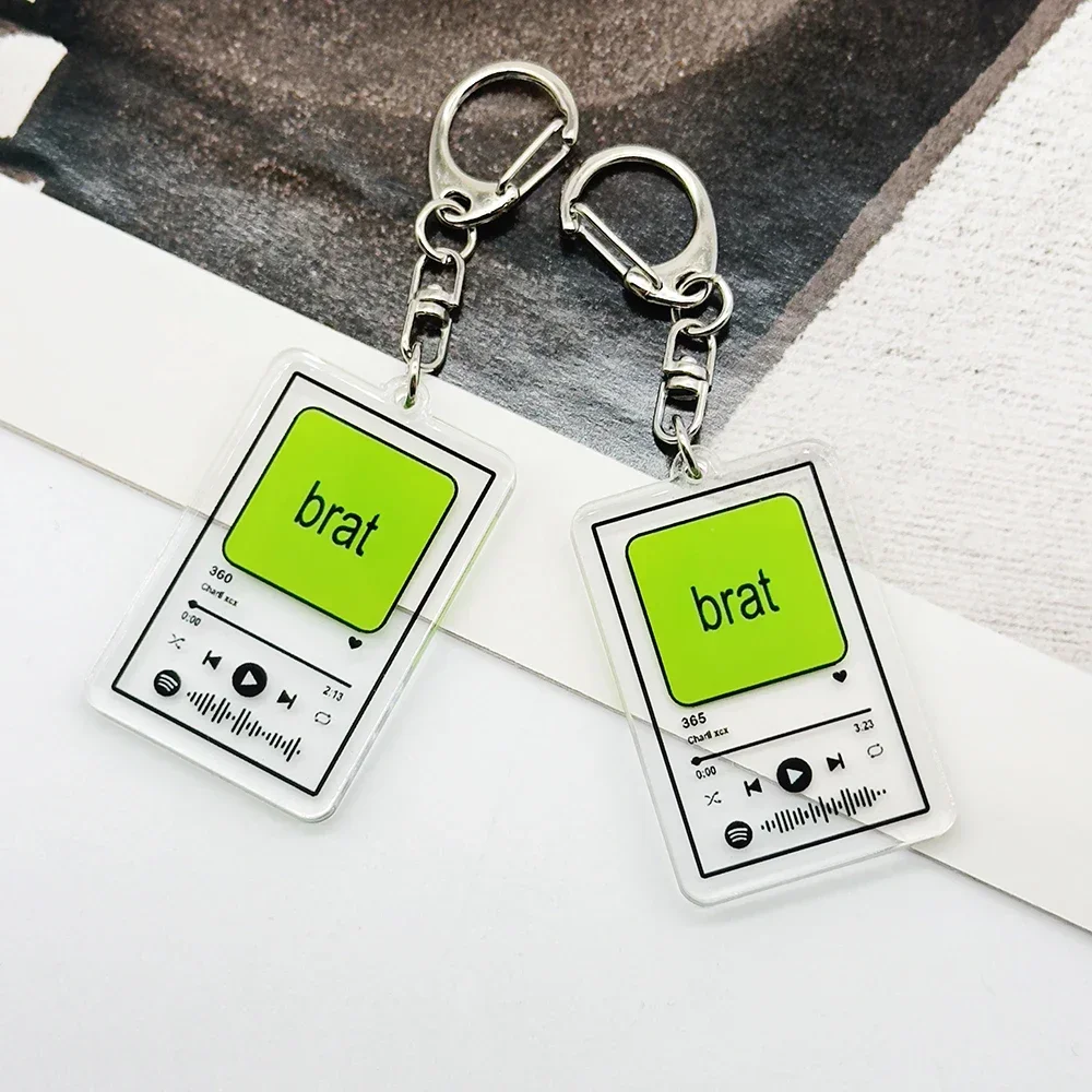 Music Charli XCX Brat Album Keychains Hot Songs Playlist Pendant Keyring for Accessories Bag Key Chain Ring Jewelry Fans Gifts