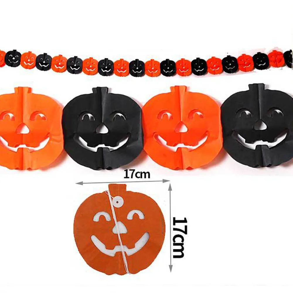 Halloween Hanging Banner Cute Pumpkin/Bat/Spider/Skull Paper Garland Ornament Happy Halloween Home Party Hanging Props Decor