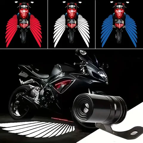 Luce di proiezione fredda con ali d'angelo a LED per moto da 2 pezzi, installazione integrata universale 12V-24V - Luce decorativa per moto