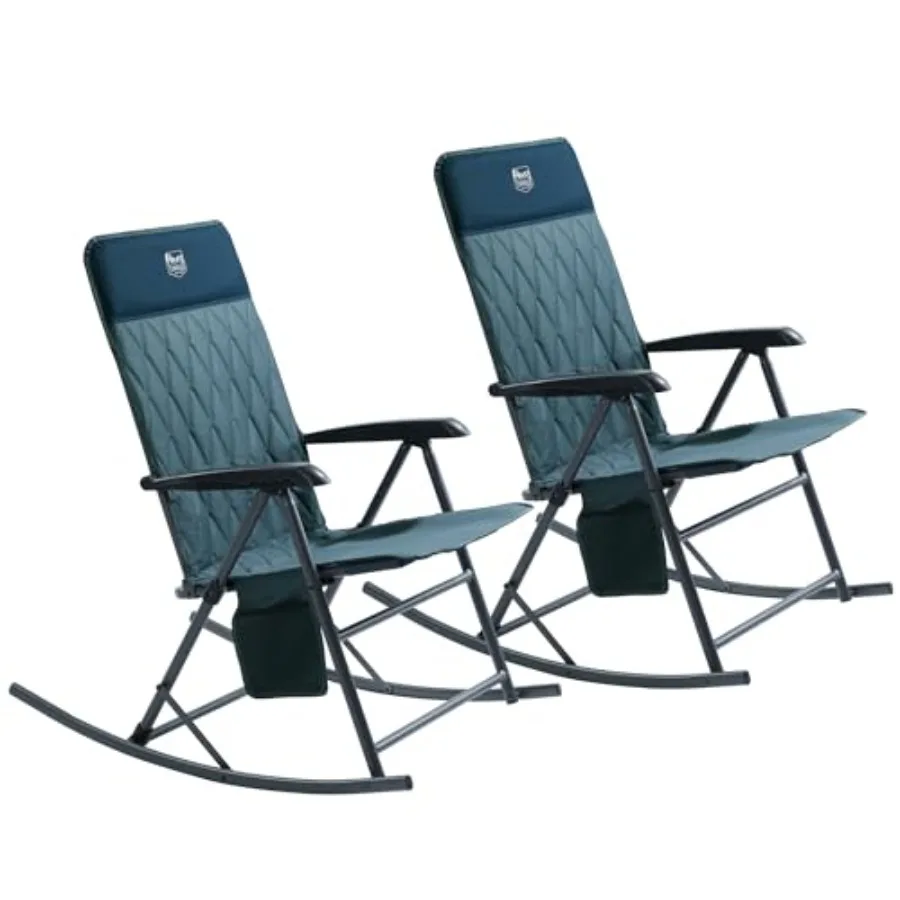 

3-Level Adjustable Rocking Camping Chair, Ergonomic Padded High Back, ports 300 LBS, Stable Anti-Tip Rocker, Hard Armrests for