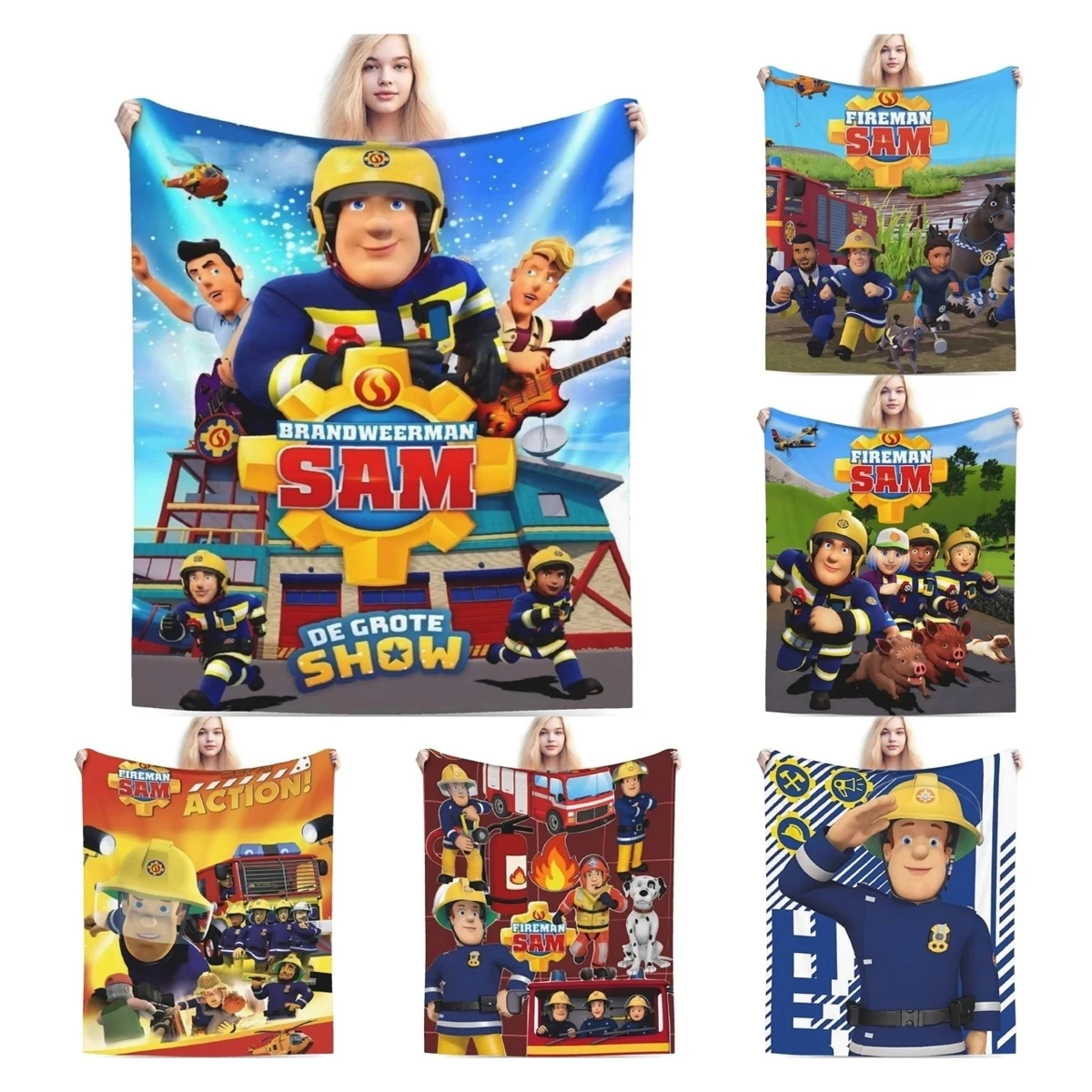 Fireman Sam Flannel Throw Blankets British Children Television Blanket for Home Bedroom Warm Bedroom Quilt
