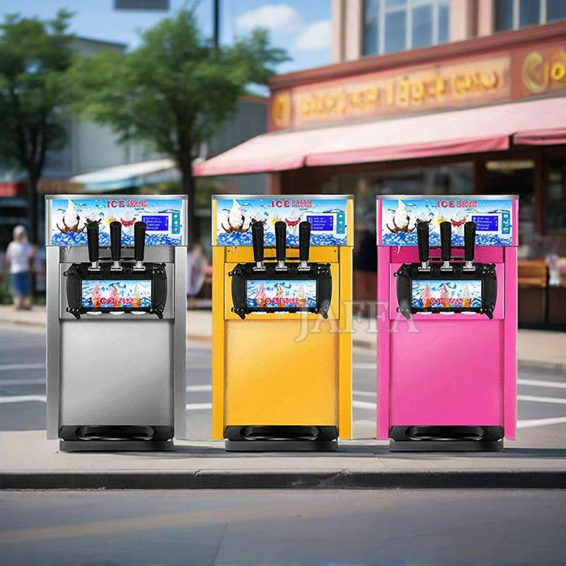 Commercial Ice Cream Maker, 20-25L/H Yield, 2000W Countertop Soft Serve Machine Hopper Cylinder For Snack Bar