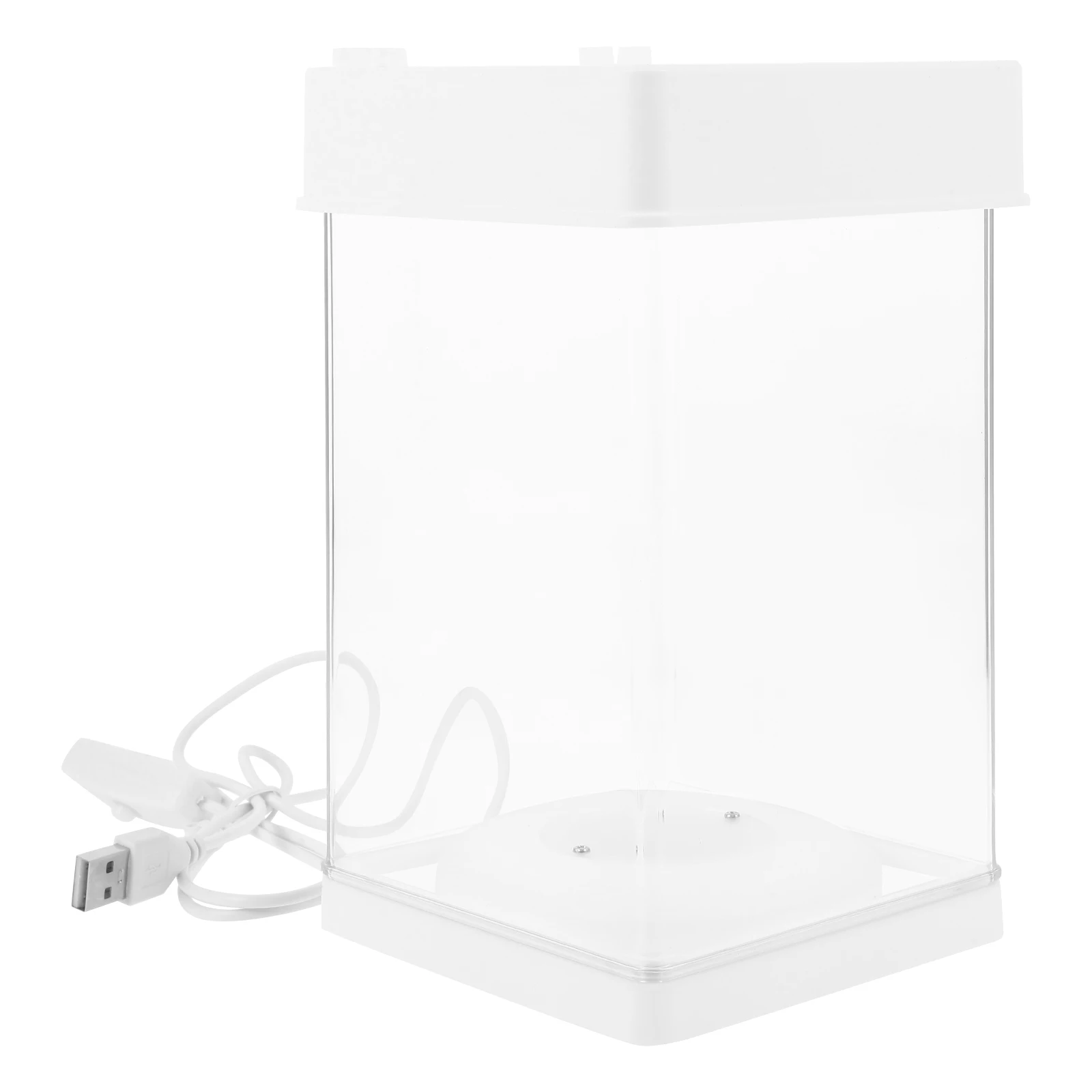 

Plastic Tank Transparent With Light Small Aquarium Fish Tanks For Goldfish Office Home Decor Clear Desktop Anti-Falling