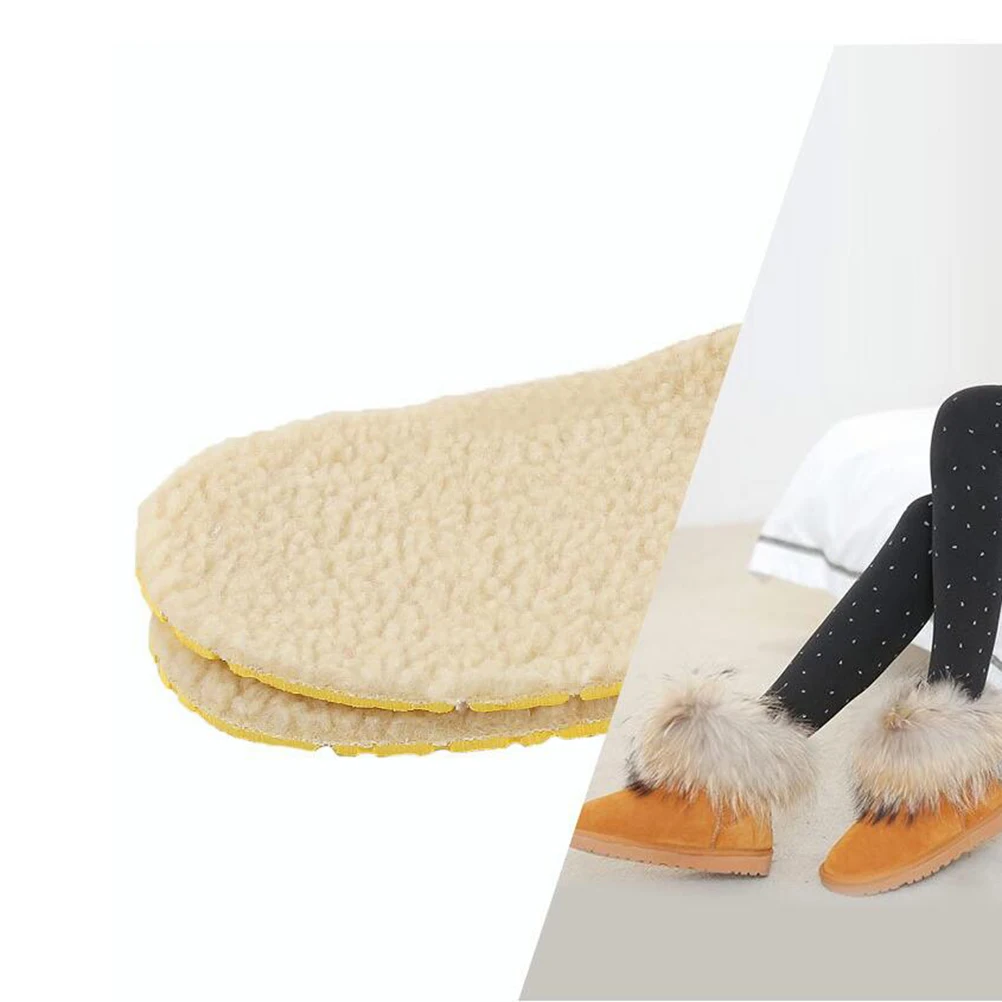 

2Pair Winter Thickened Wool Insoles Warm Breathable Shoe Inserts Soft Comfortable Warm Shoe Pads for Running Sports