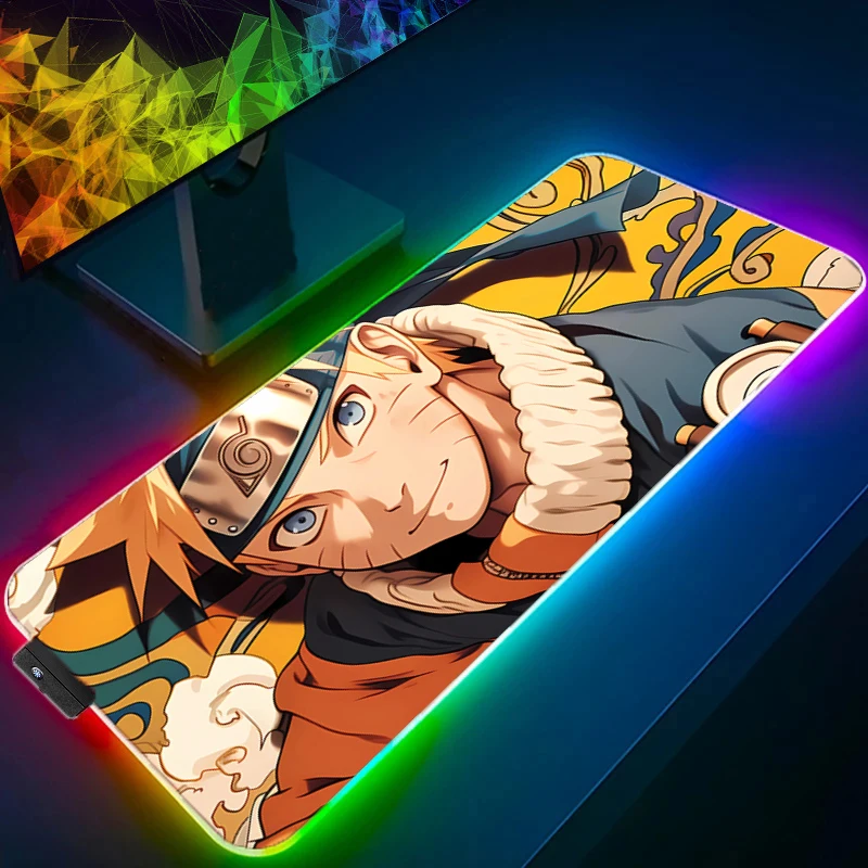 

Backlight NARUTO Uzumaki Naruto XXL Rubber Large PC Mousepad RGB Gamer Gaming Mouse Pads LED Desk Keyboard Mat game Computer Mat