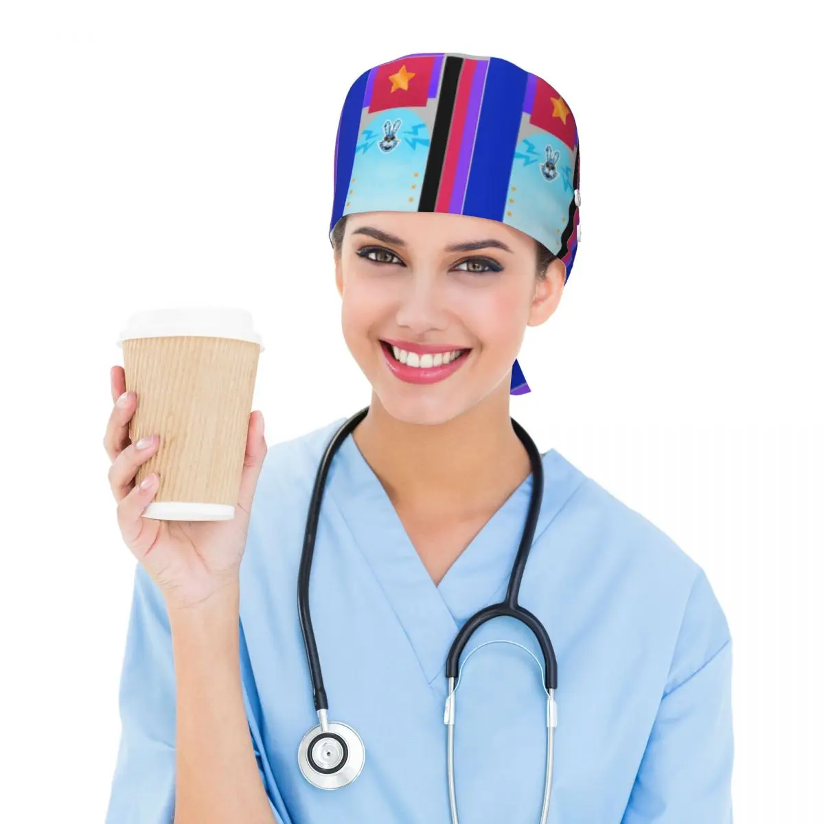 Glamrock Bonnie Fazbear Entertainment Scrub Hat Doctor Working Surgical Cap Men Women Adjustable Nursing Caps for Dentist