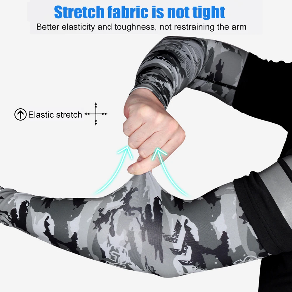 1Pair Ice Silk Cooling Arm Sleeves Anti-UV Sunburn Arm Cover for Running Cycling Driving Hiking Mountaineering Golf Sports