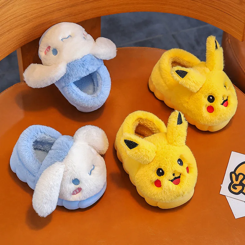 

2026 Kawaii Figure Cotton Slippers Cover Heel Anime Peripheral Cute Cartoon Flat Autumn/Winter Plush Slippers Christmas Gifts