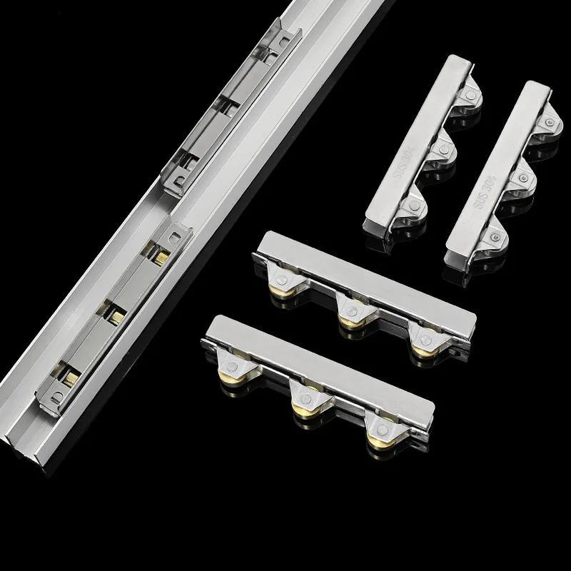 1Pc 8mm/10mm Sliding Door Roller Clamp Stainless Steel Wheel Pulley Rollers For Bathroom Glass Door Shop Display Cases Wardrobe
