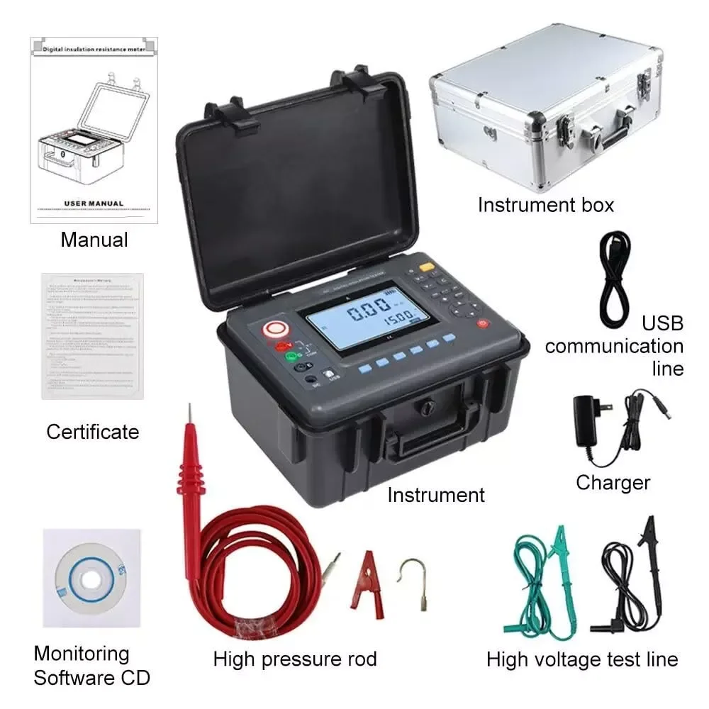 High Voltage Insulation Tester High Voltage Resistance Tester Meter range 0.01MΩ-10TΩ 4-bit large LCD display