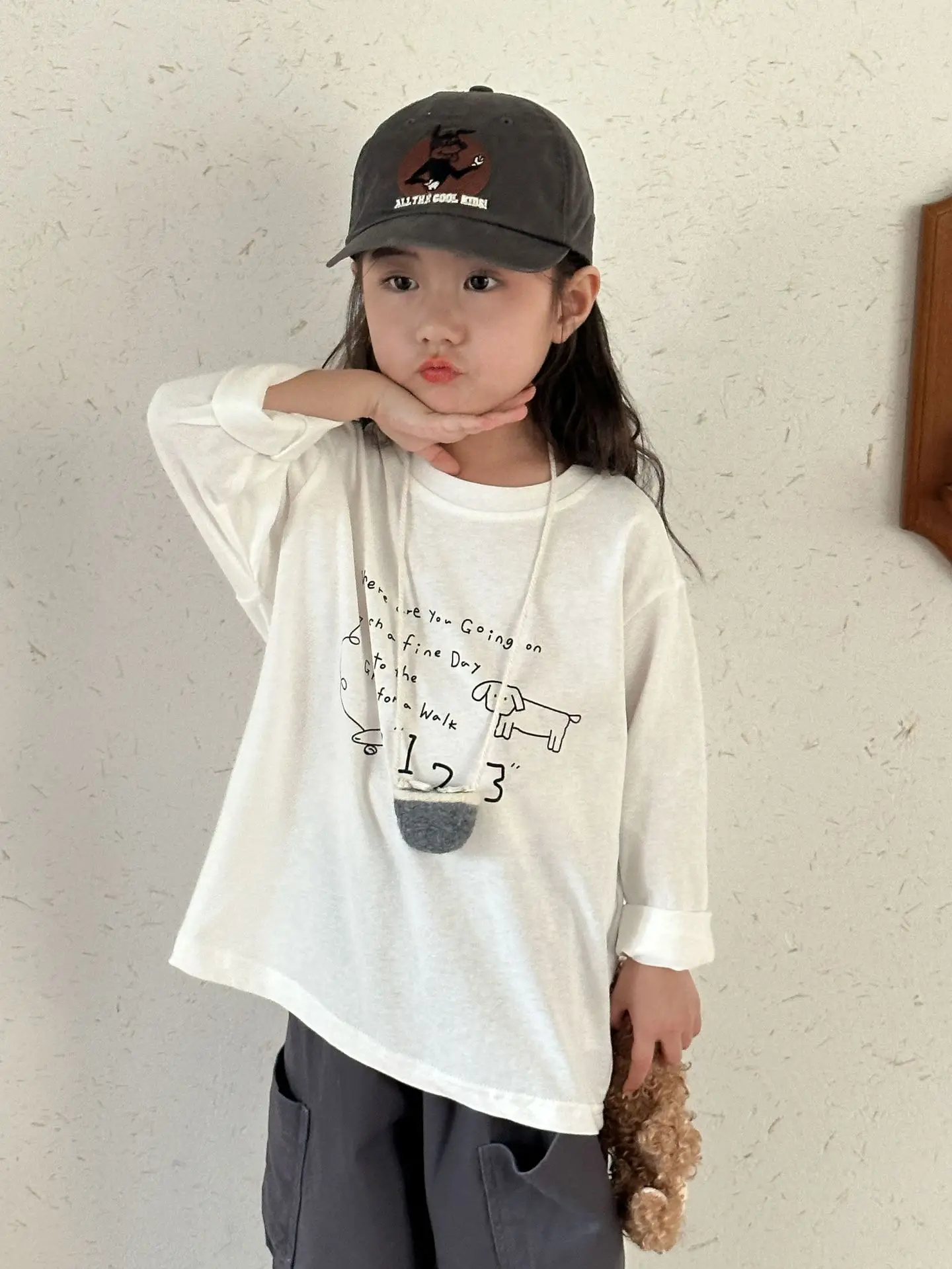 2026 Spring New Children Long Sleeve T Shirts Letter Print Girls Cotton Casual Tees Boys Versatile Bottoming Shirts Kids Clothes