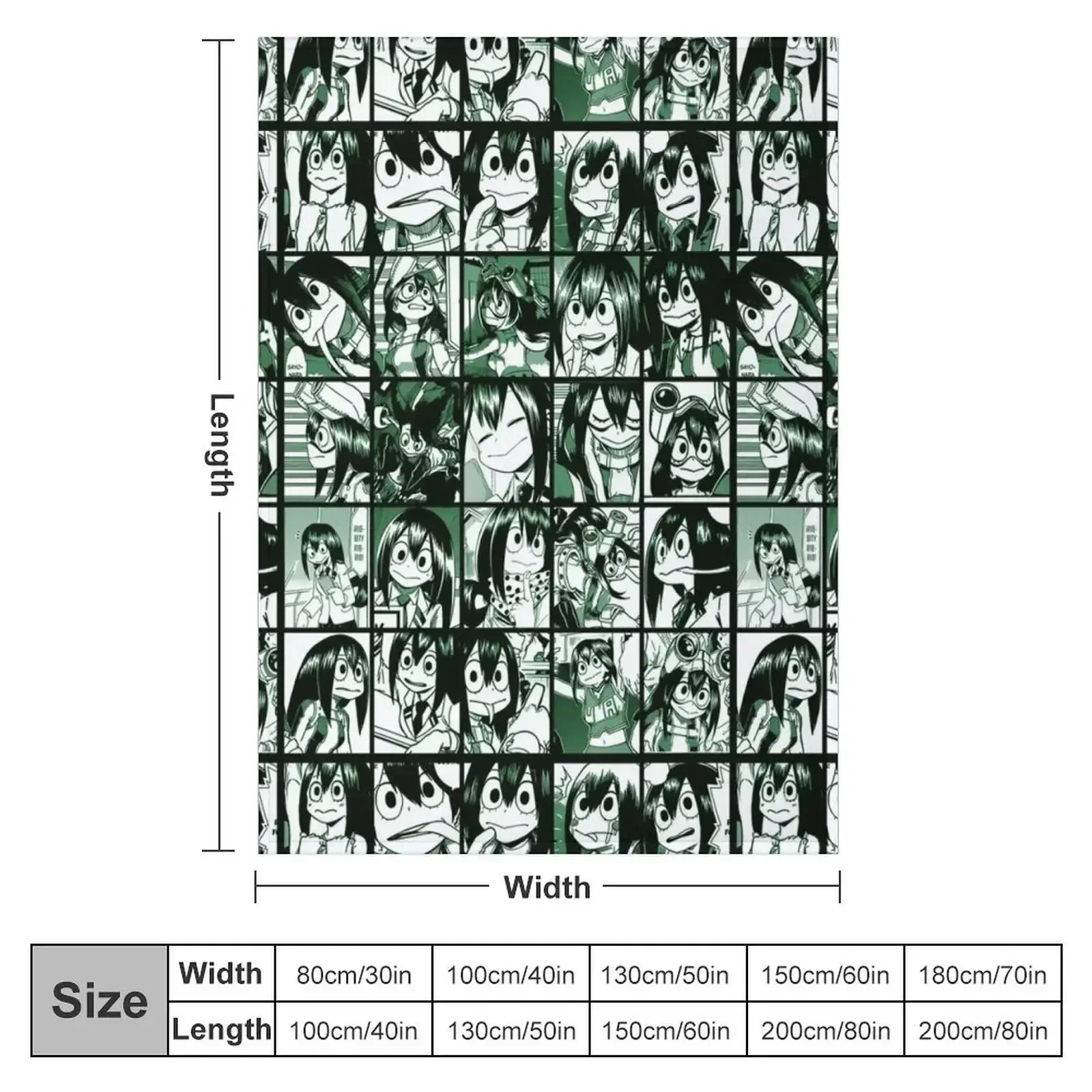 TsuyuMHA frog girl collage manga panels Throw Blanket couch cozy soft plush fuzzy picnic outdoor blanket