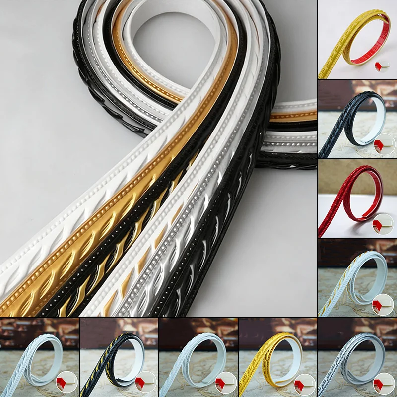 2cm/3cm Width Door Windows Ceiling Trim Edge Photo Frame Dressing Mirror Frame Decor Edge Strips 5M PVC Self-adhesive Line Trim