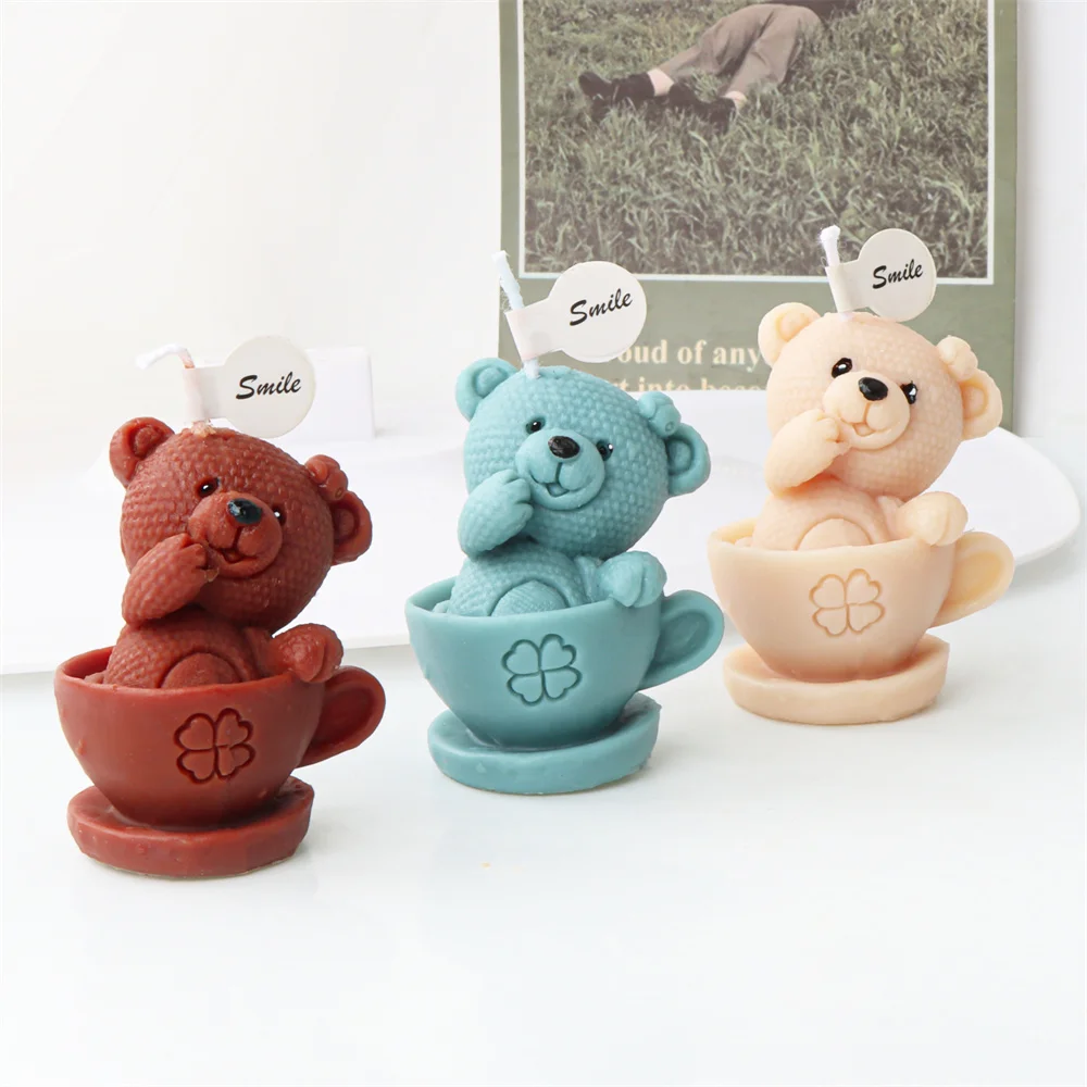 Bear Cup Elephant Silicone Mold for Handmade Candle Plaster Soap Epoxy Resin Chocolate Decoration Gypsum Ice DIY Baking Mould