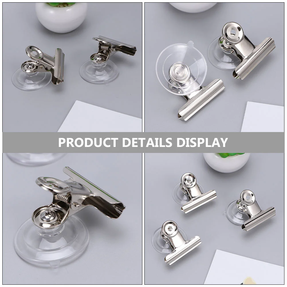 5 Pcs Stainless Steel Clip Suction Cups Clamps Holder Pvc Chip Bag Clips Suction-cup