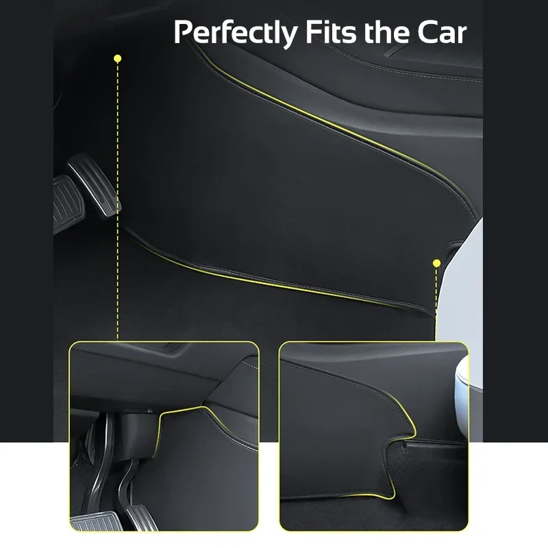 For Tesla Model 3 Y Center Console Two Side Panel Anti Kick Pad Defense Protector PU Leather Sticker Foot Cover Car Accessories