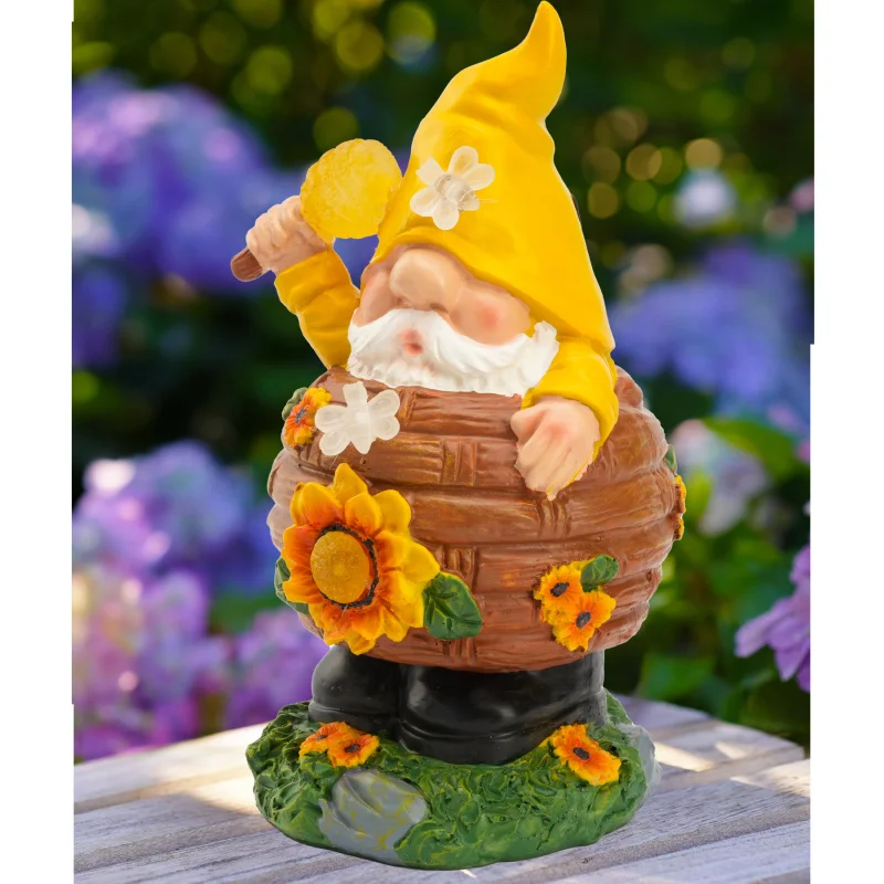 Solar garden ornaments resin gnomes decorative elf dwarfs outdoor garden lights resin frogs