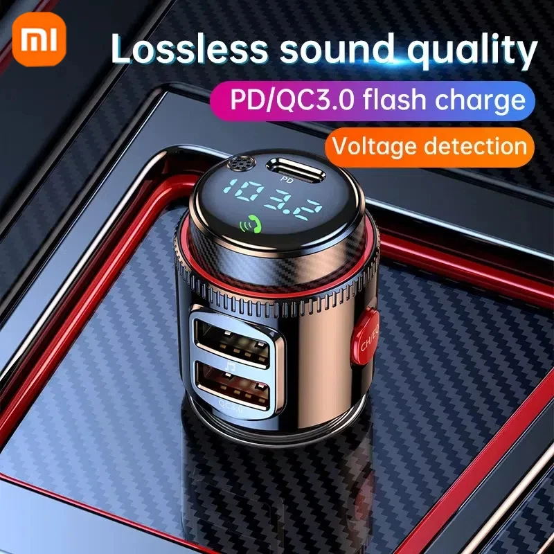 2025 nuevo PD30W + QC 3,0 Bluetooth 5,4 reproductor MP3 para coche transmisor FM inalámbrico manos libres U reproducción de disco USB adaptador de carga rápida para coche