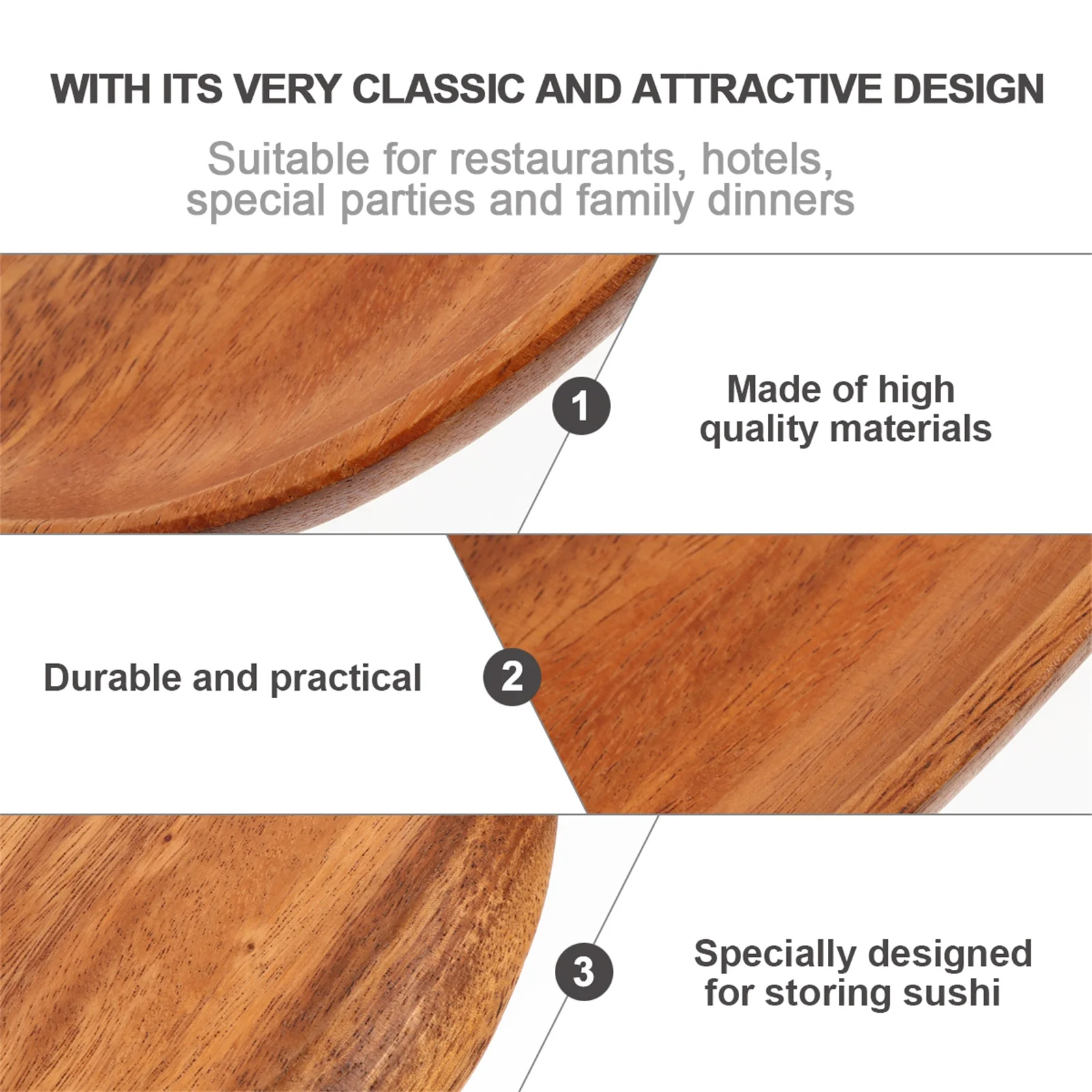

Acacia Wood Plate Japanese Serving Tray Sushi Dish Trays Sashimi Decorative Plates