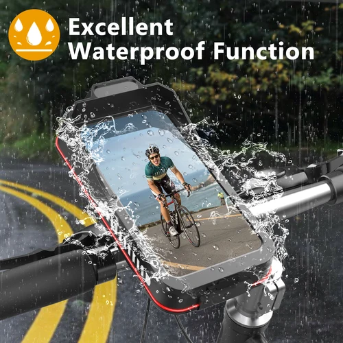 Imagen 2 del producto Soporte para teléfono para bicicleta, resistente al agua, soporte para teléfono para motocicleta, bolsa para montaje de teléfono para bicicleta con base para manillar y pantalla táctil