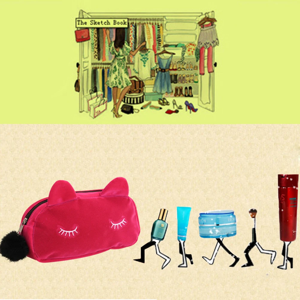 

Cat Travel Makeup Bag for Women Toiletry Bags Pouch Large Capacity Portable