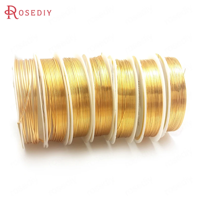 2 Rolls thickness 0.2MM~1MM 24K Gold Color Copper Make Shape Metal Wire Jewelry Making Supplies Diy Findings Accessories