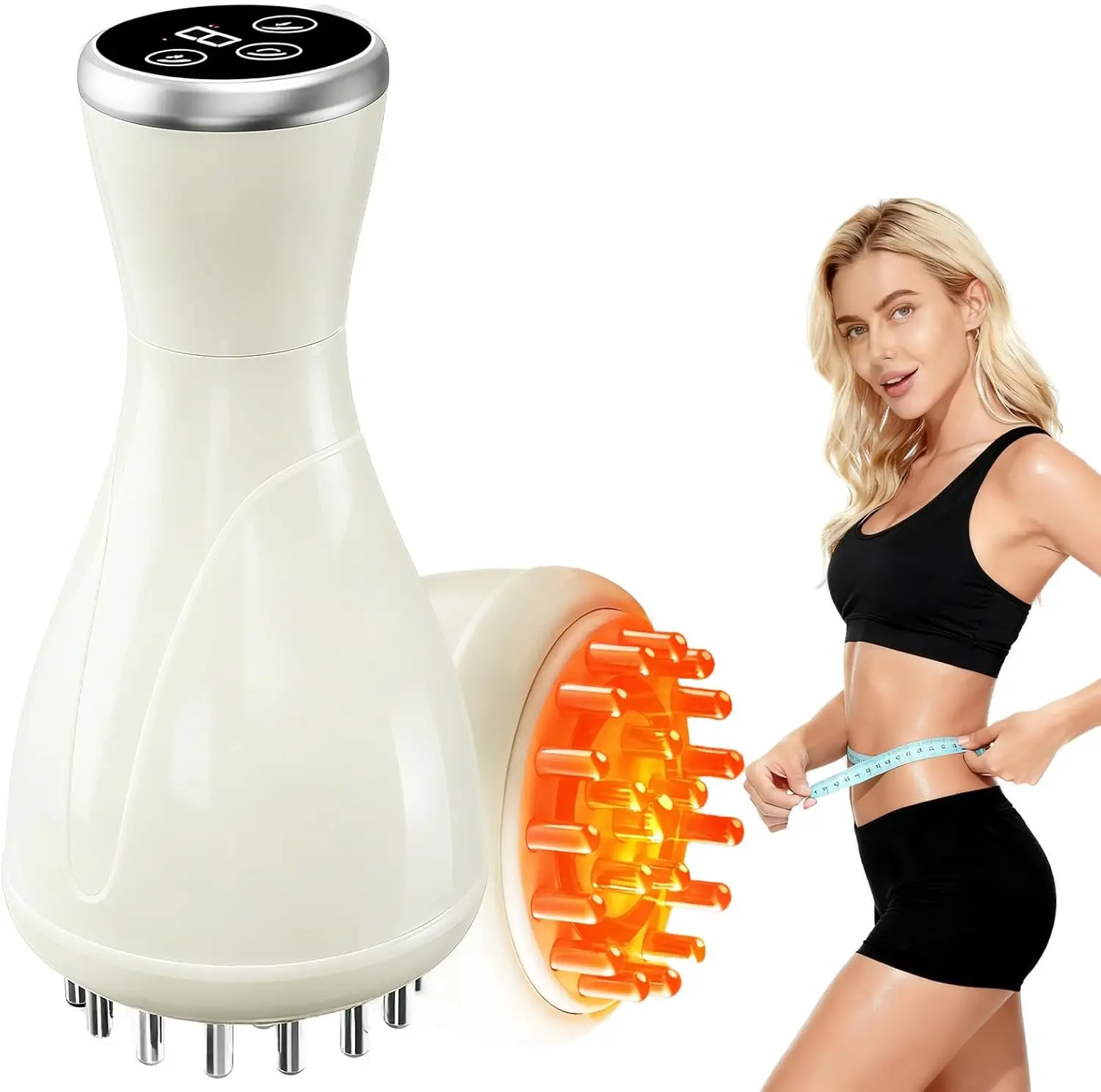 Lymphatic Massager, Anti Cellulite Massage Tool, Lymphatic Drainage Tool, with Soothing Pulse, Light, Heat and Vibration, Help R