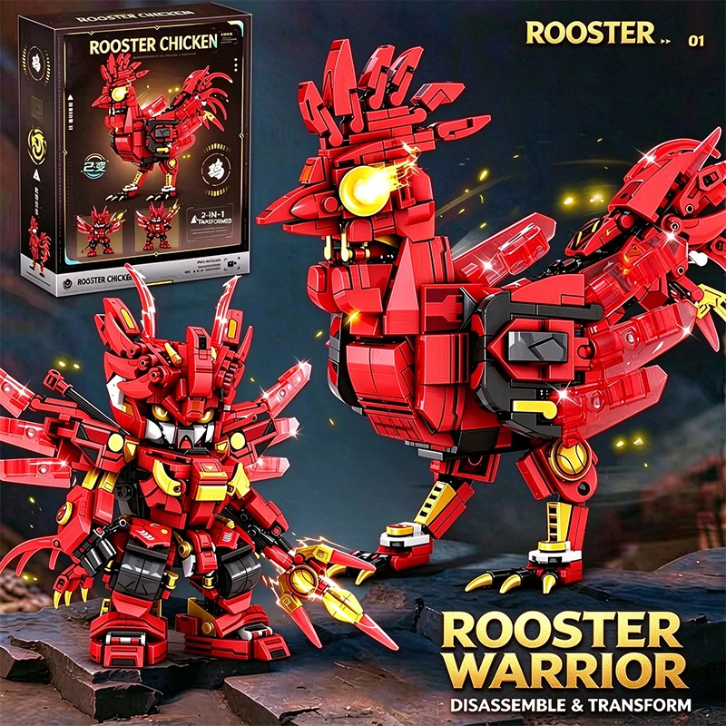 2in1 Mecha Building Blocks Transformable Robot Building Blocks War Horse Animal Building Blocks DIY Children Toy Holiday Gif