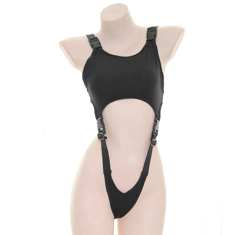 

2025 22, японский черный сиамский жилет, аниме для девочек, косплей, купальник Sukumizu, сексуальные комбинезоны с пряжкой, женские тонкие боди W