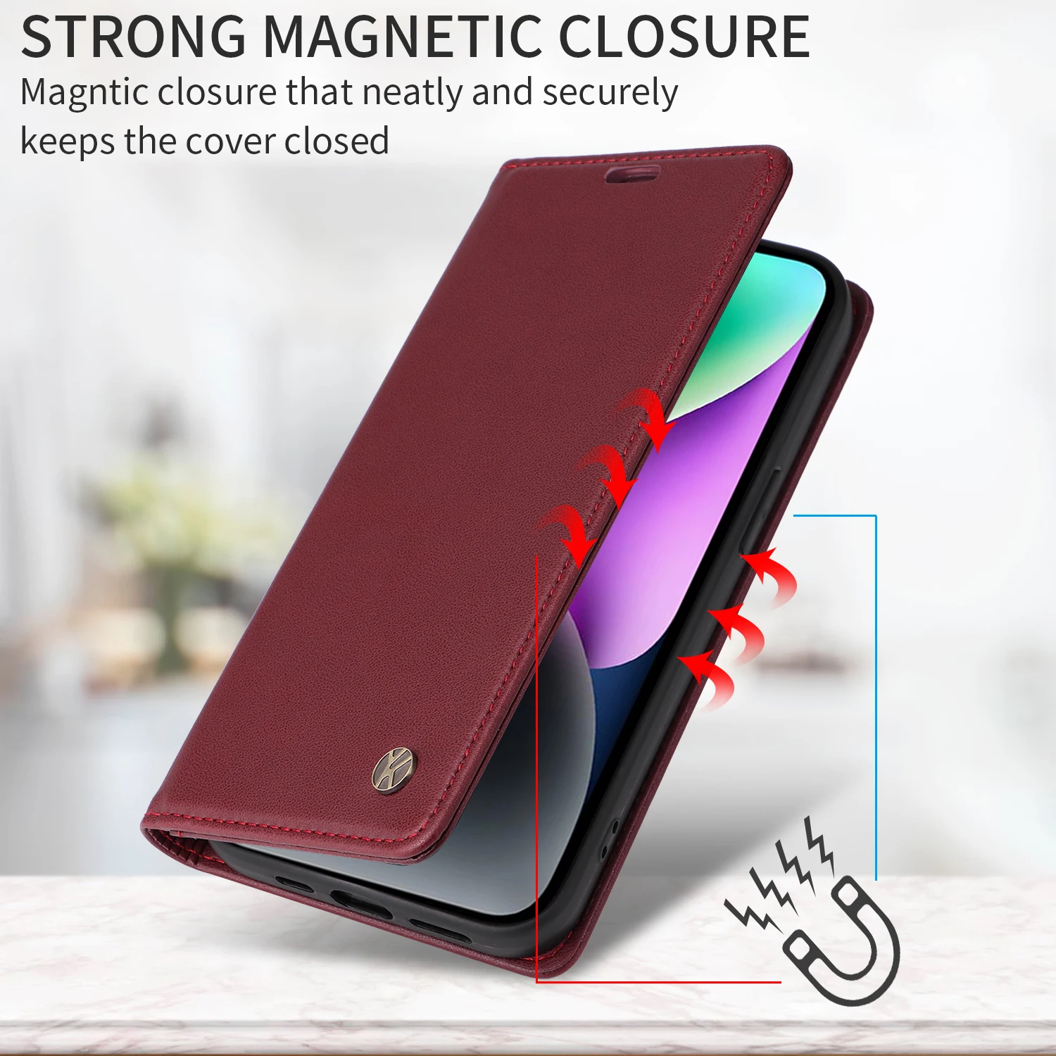 Skórzane etui portfel na Samsung Galaxy M80s M62 M55 M53 M52 M35 M33 M32 M23 S10 Lite S9 Plus S8 S7 Edge Note 20 Ultra 10 5G 9 8 — zdjęcie produktu 4