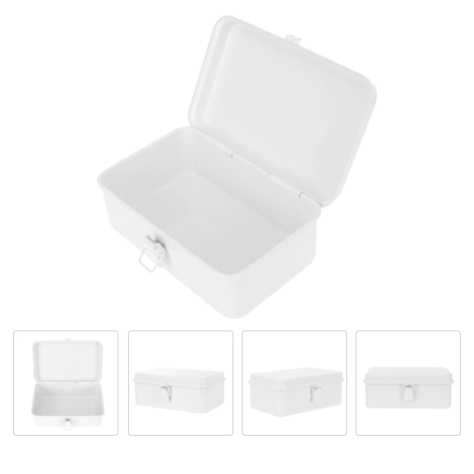 Cabilock Snack Containers Metal Hinged Tin Box Container Tinplate Storage Box With Lock Desktop Storage Tin Canister