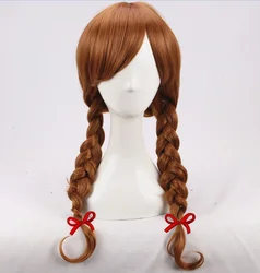 Halloween Women Annabelle horrible cosplay wig orange braids costumes