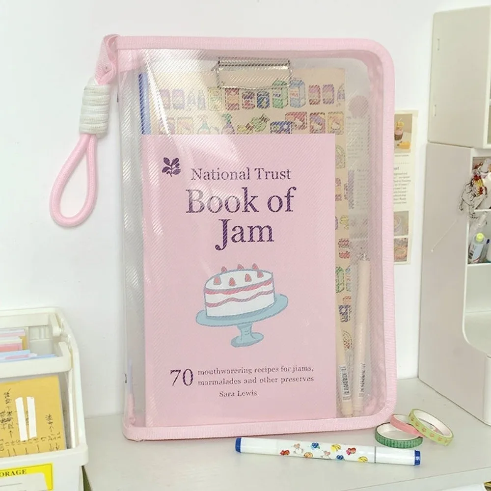

New Macaron Style File Organizer Bag Large Capacity Waterproof Portfolio Bag Zippered Closure Stationery Bags File Storage