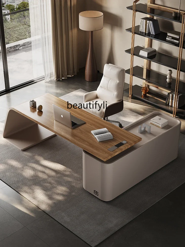 Italiano Minimalista Home Computer Desk, Alto Grau, Leve, Luxo, Modern Boss Desk, Móveis de Escritório